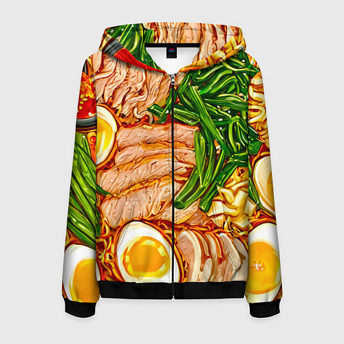 Мужская толстовка на молнии Суп рамен / 3D-Черный – фото 1