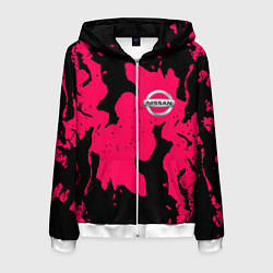 Толстовка 3D на молнии мужская Nissan fire pink, цвет: 3D-белый