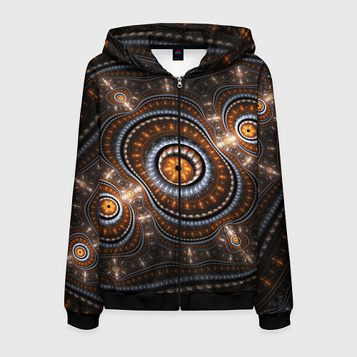 Мужская толстовка на молнии Психоделкиа узоров / 3D-Черный – фото 1