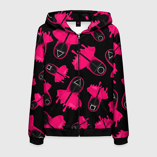 Мужская толстовка на молнии Стражи из игры в кальмара / 3D-Черный – фото 1