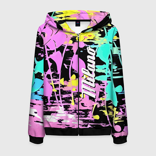 Мужская толстовка на молнии Color expressive abstraction - Milano / 3D-Черный – фото 1