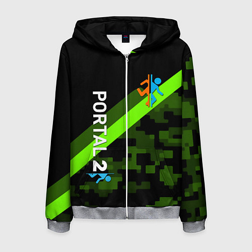 Мужская толстовка на молнии Portal camo steel geometry / 3D-Меланж – фото 1