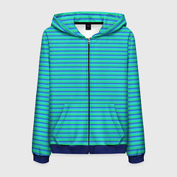 Толстовка 3D на молнии мужская Полосатый сине-зелёный, цвет: 3D-синий