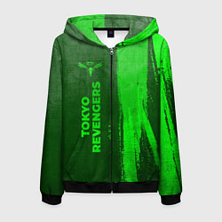 Толстовка 3D на молнии мужская Tokyo Revengers - green gradient по-вертикали, цвет: 3D-черный