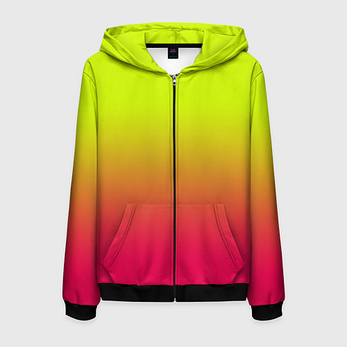 Мужская толстовка на молнии Градиент салатовый в розовый / 3D-Черный – фото 1