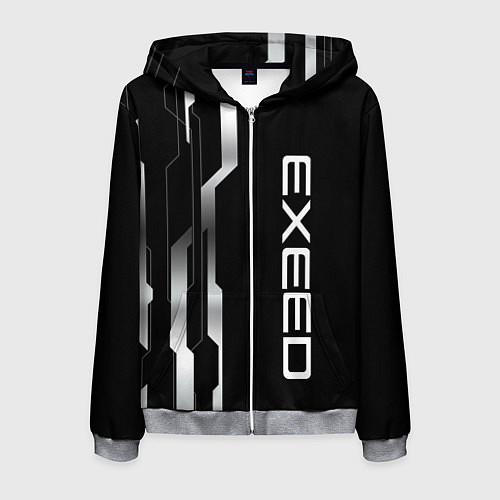 Мужская толстовка на молнии Exeed - металлические полосы / 3D-Меланж – фото 1