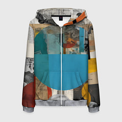 Мужская толстовка на молнии Абстрактный ретро коллаж