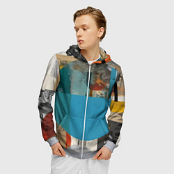Толстовка 3D на молнии мужская Абстрактный ретро коллаж, цвет: 3D-меланж — фото 2