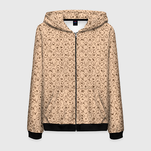 Мужская толстовка на молнии Телесный бежевый паттерн / 3D-Черный – фото 1