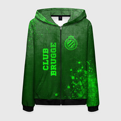 Толстовка 3D на молнии мужская Club Brugge - green gradient вертикально, цвет: 3D-черный