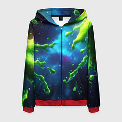Толстовка 3D на молнии мужская Зеленые брызги, цвет: 3D-красный