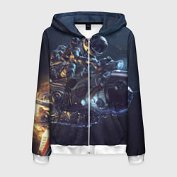 Толстовка 3D на молнии мужская Космонавт - ракета, цвет: 3D-белый