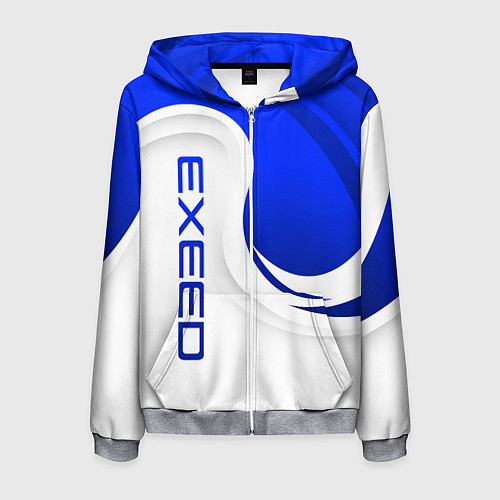 Мужская толстовка на молнии Exeed - синий и белый / 3D-Меланж – фото 1