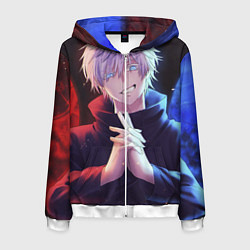 Толстовка 3D на молнии мужская Аниме - магическая битва, цвет: 3D-белый