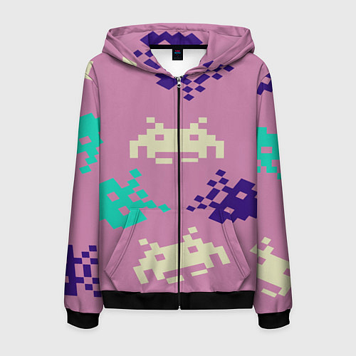 Мужская толстовка на молнии Пиксели фильтр / 3D-Черный – фото 1