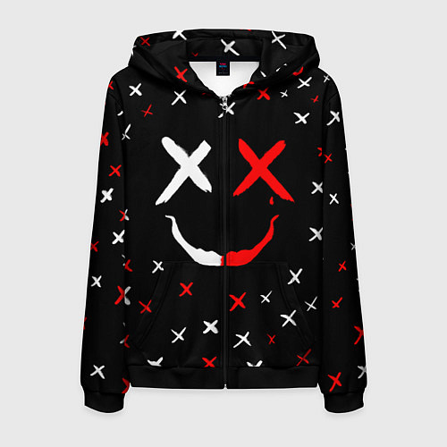 Мужская толстовка на молнии Smile face / 3D-Черный – фото 1