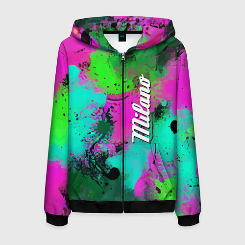 Мужская толстовка на молнии Color impression - abstraction / 3D-Черный – фото 1