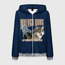 Толстовка 3D на молнии мужская Волки в ночи, цвет: 3D-меланж