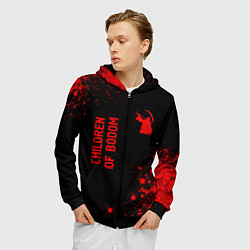 Толстовка 3D на молнии мужская Children of Bodom - red gradient вертикально, цвет: 3D-черный — фото 2