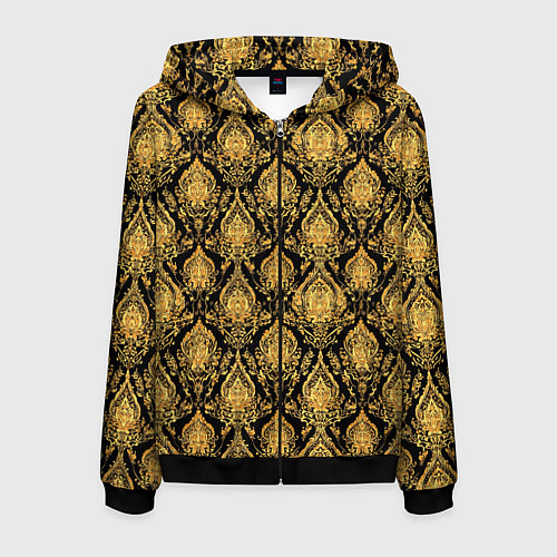 Мужская толстовка на молнии Тайский золотой орнамент / 3D-Черный – фото 1