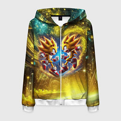 Толстовка 3D на молнии мужская Sonic and Shadow battle in space - movie, цвет: 3D-белый