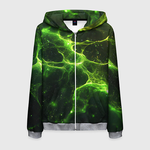 Мужская толстовка на молнии Зеленые волокна текстура / 3D-Меланж – фото 1