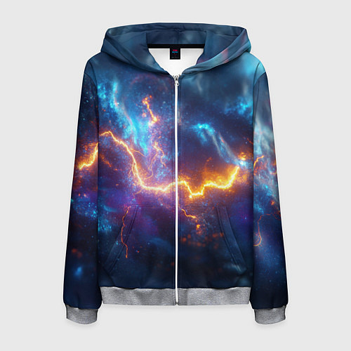Мужская толстовка на молнии Космическая молния текстура / 3D-Меланж – фото 1