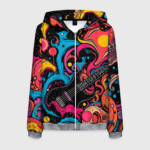 Мужская толстовка на молнии Psychedelic abstract guitar / 3D-Меланж – фото 1