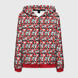 Толстовка 3D на молнии мужская Киберпанк шестиугольники красные, цвет: 3D-красный