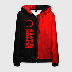Толстовка 3D на молнии мужская Demon Slayer - red gradient по-вертикали, цвет: 3D-черный