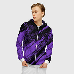 Толстовка 3D на молнии мужская The color is purple and black, цвет: 3D-белый — фото 2