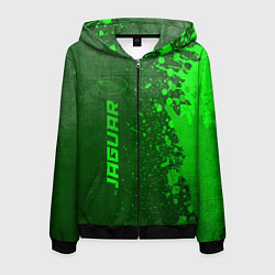 Толстовка 3D на молнии мужская Jaguar - green gradient по-вертикали, цвет: 3D-черный