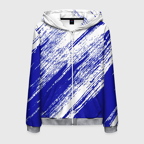 Мужская толстовка на молнии The color is white and blue / 3D-Меланж – фото 1