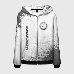 Толстовка 3D на молнии мужская Mercedes - white gradient вертикально, цвет: 3D-черный