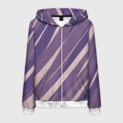 Толстовка 3D на молнии мужская Фиолетовый абстрактные полосы, цвет: 3D-белый