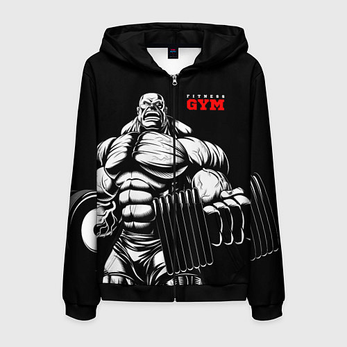 Мужская толстовка на молнии Fitness GYM - jock / 3D-Черный – фото 1