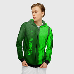Толстовка 3D на молнии мужская Megadeth - green gradient по-вертикали, цвет: 3D-черный — фото 2