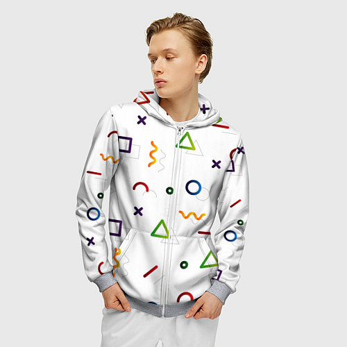 Мужская толстовка на молнии Геометрический хаос / 3D-Меланж – фото 3