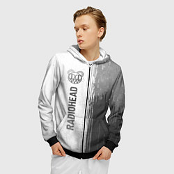 Толстовка 3D на молнии мужская Radiohead - white gradient по-вертикали, цвет: 3D-черный — фото 2