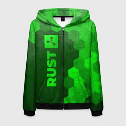 Толстовка 3D на молнии мужская Rust - green gradient по-вертикали, цвет: 3D-черный