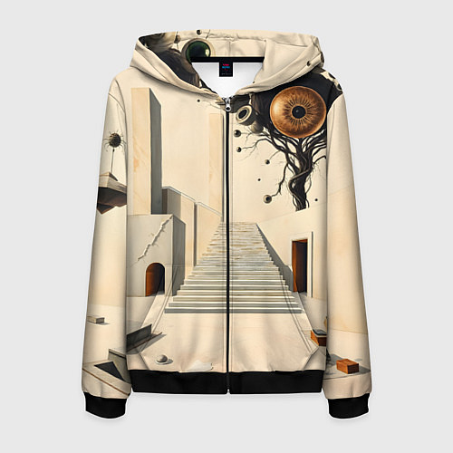 Мужская толстовка на молнии Архитектурный сюр / 3D-Черный – фото 1