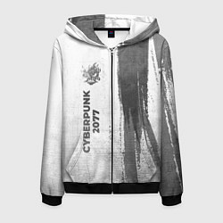 Мужская толстовка на молнии Cyberpunk 2077 - white gradient по-вертикали