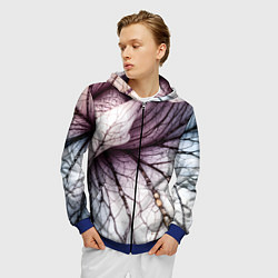 Толстовка 3D на молнии мужская Раскрытый цветок, цвет: 3D-синий — фото 2