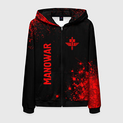 Толстовка 3D на молнии мужская Manowar - red gradient вертикально, цвет: 3D-черный