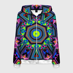 Толстовка 3D на молнии мужская Оптический узор неоновые краски, цвет: 3D-белый
