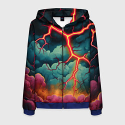Толстовка 3D на молнии мужская Молнии в виде разлома, цвет: 3D-синий