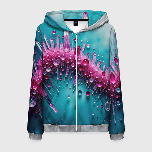 Мужская толстовка на молнии Розовые кристаллы / 3D-Меланж – фото 1