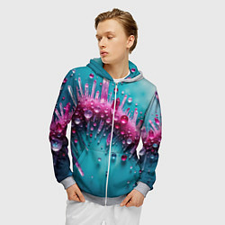 Толстовка 3D на молнии мужская Розовые кристаллы, цвет: 3D-меланж — фото 2