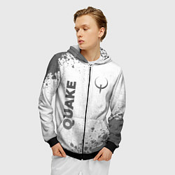 Толстовка 3D на молнии мужская Quake - white gradient вертикально, цвет: 3D-черный — фото 2