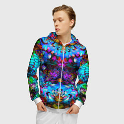 Толстовка 3D на молнии мужская Абстракция стекло узор, цвет: 3D-белый — фото 2